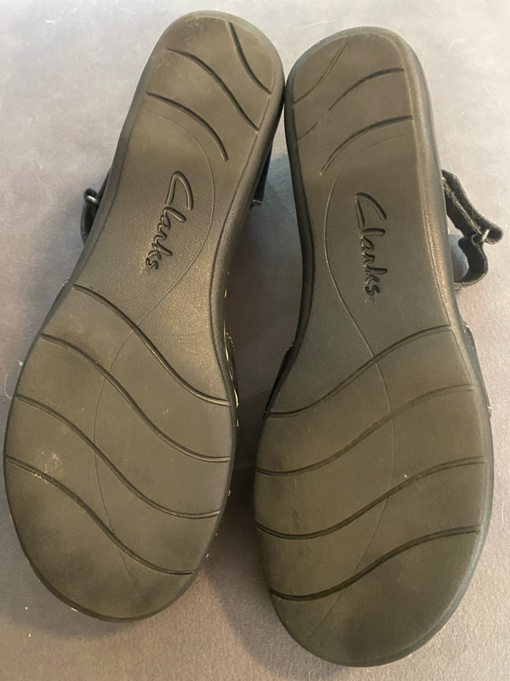 Clarks Black Leather Mary Jane Sandals with Ankle Strap - Picture 2 of 8